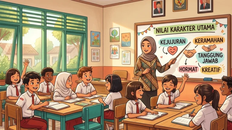 Ilustrasi guru mengajar mata pelajaran PABP singkatan dari pendidikan agama dan budi pekerti di kelas
