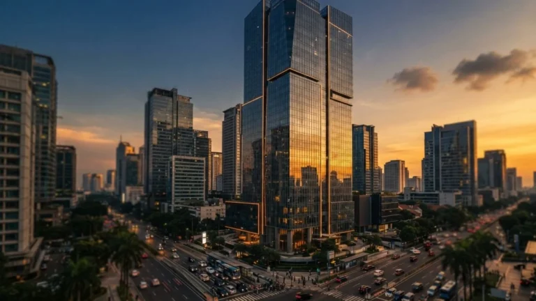 bni singkatan dari bank negara indonesia — gedung perkantoran modern kawasan bisnis Jakarta