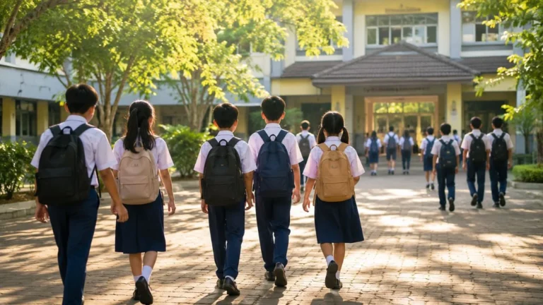 mpls singkatan dari masa pengenalan lingkungan sekolah — siswa baru di halaman sekolah