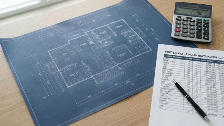 rab singkatan dari rencana anggaran biaya — denah bangunan dan tabel rincian biaya proyek