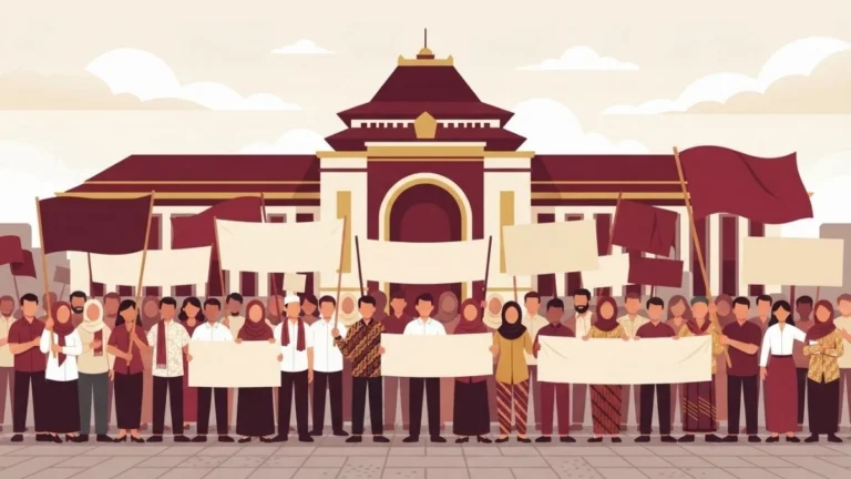 Ilustrasi aksi damai masyarakat sipil, menggambarkan gerakan AMPB (Aliansi Masyarakat Pati Bersatu)